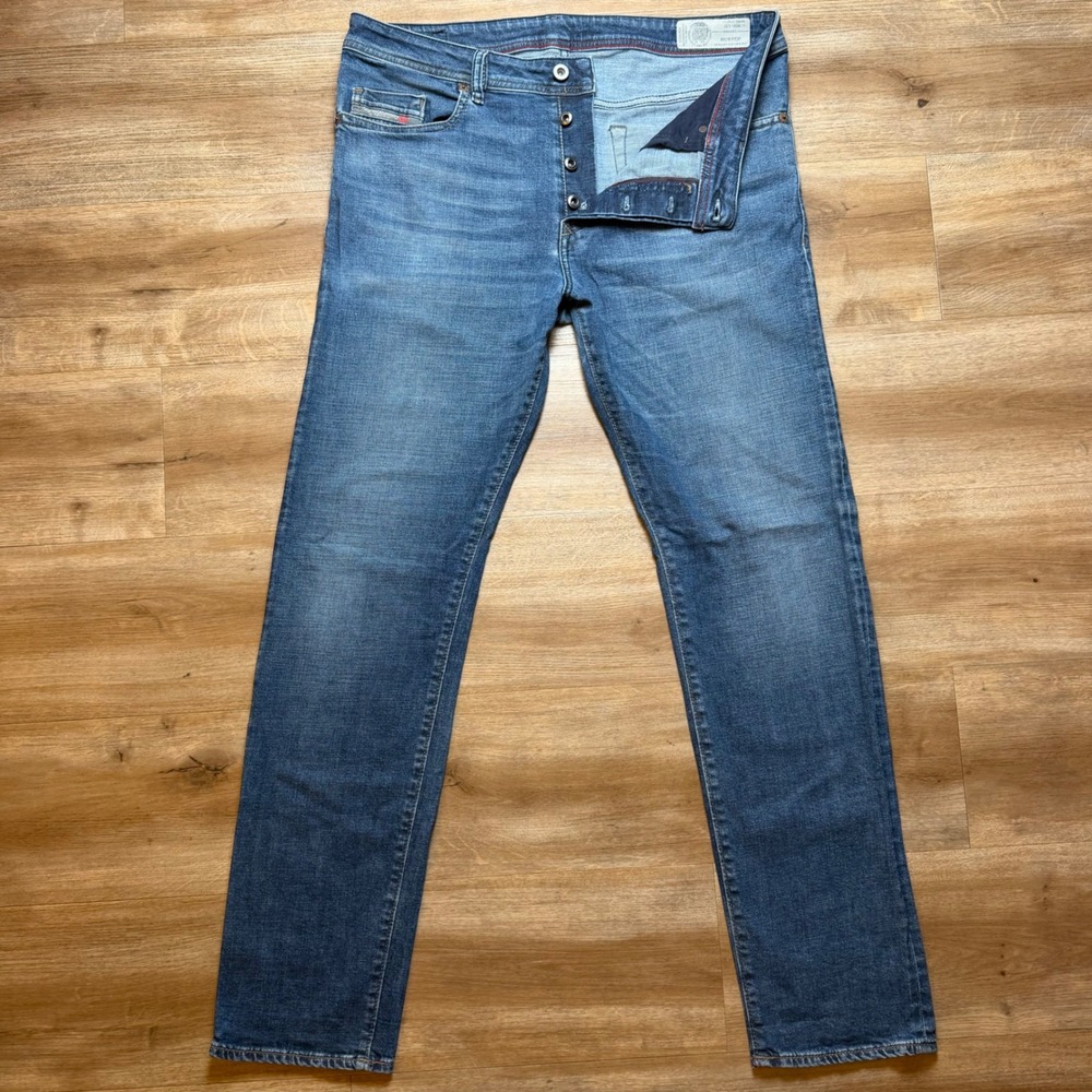 Diesel Buster Jeans Mens 34x32 Blue Regular Slim Tapered Stretch Denim 084NL